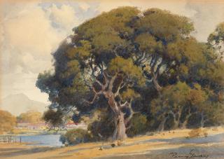 Percy Gray - Oak Tree By A Lake