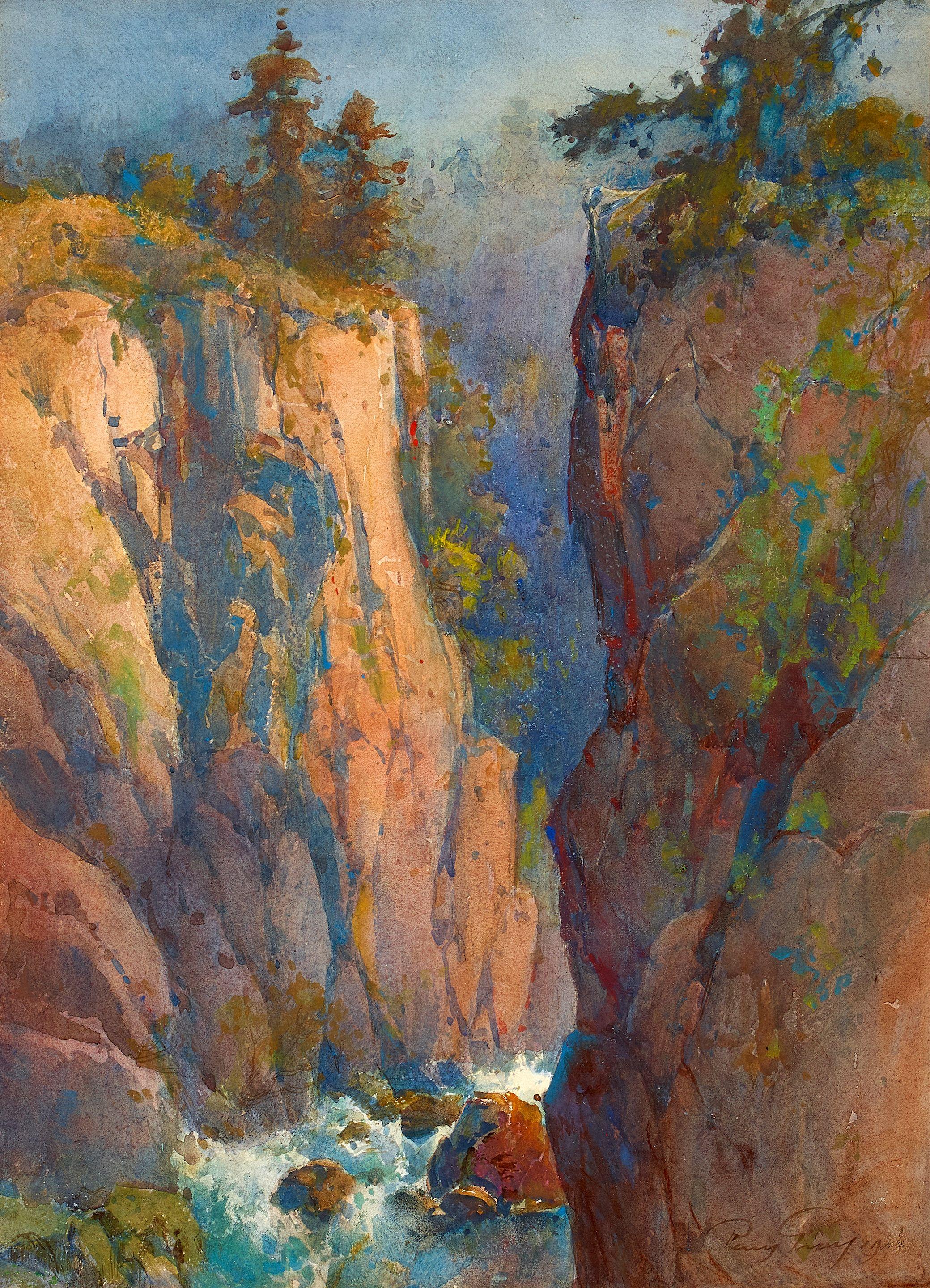 Percy Gray - Rogue River Gorge sight 21 1/4 x 15 1/2 in. framed 31 x 24 3/4 in.