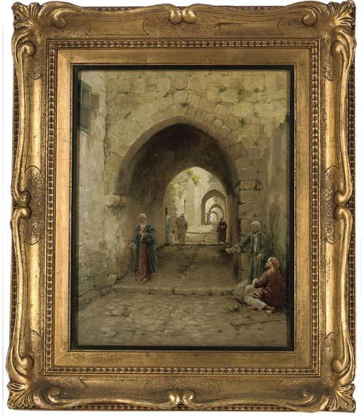 Percy Robert Craft, R.C.A. - A street leading to Herod\'s Palace, Jerusalem