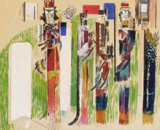 Percy Wyndham Lewis - French Soldiers Carrying Babies and Visiting Graves