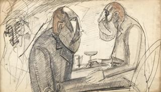 Percy Wyndham Lewis - Two Figures in a Restaurant
