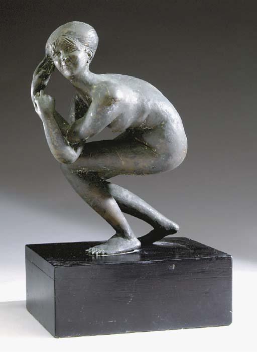 Pericle Fazzini - Female nude crouching