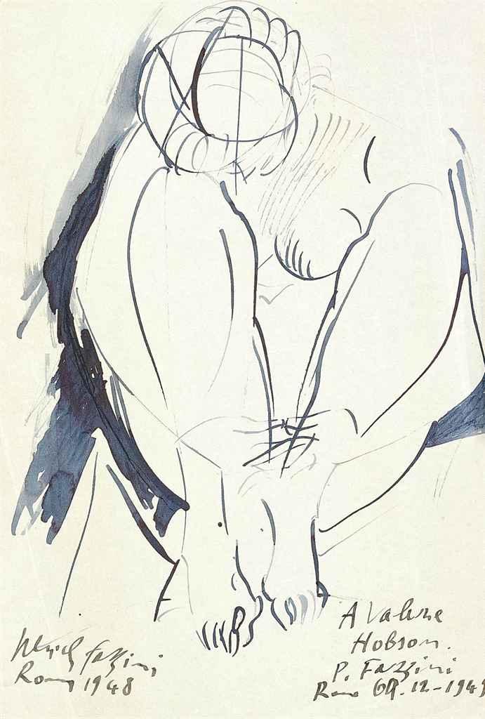 Pericle Fazzini - Two nude studies of Valerie Hobson (one illustrated)