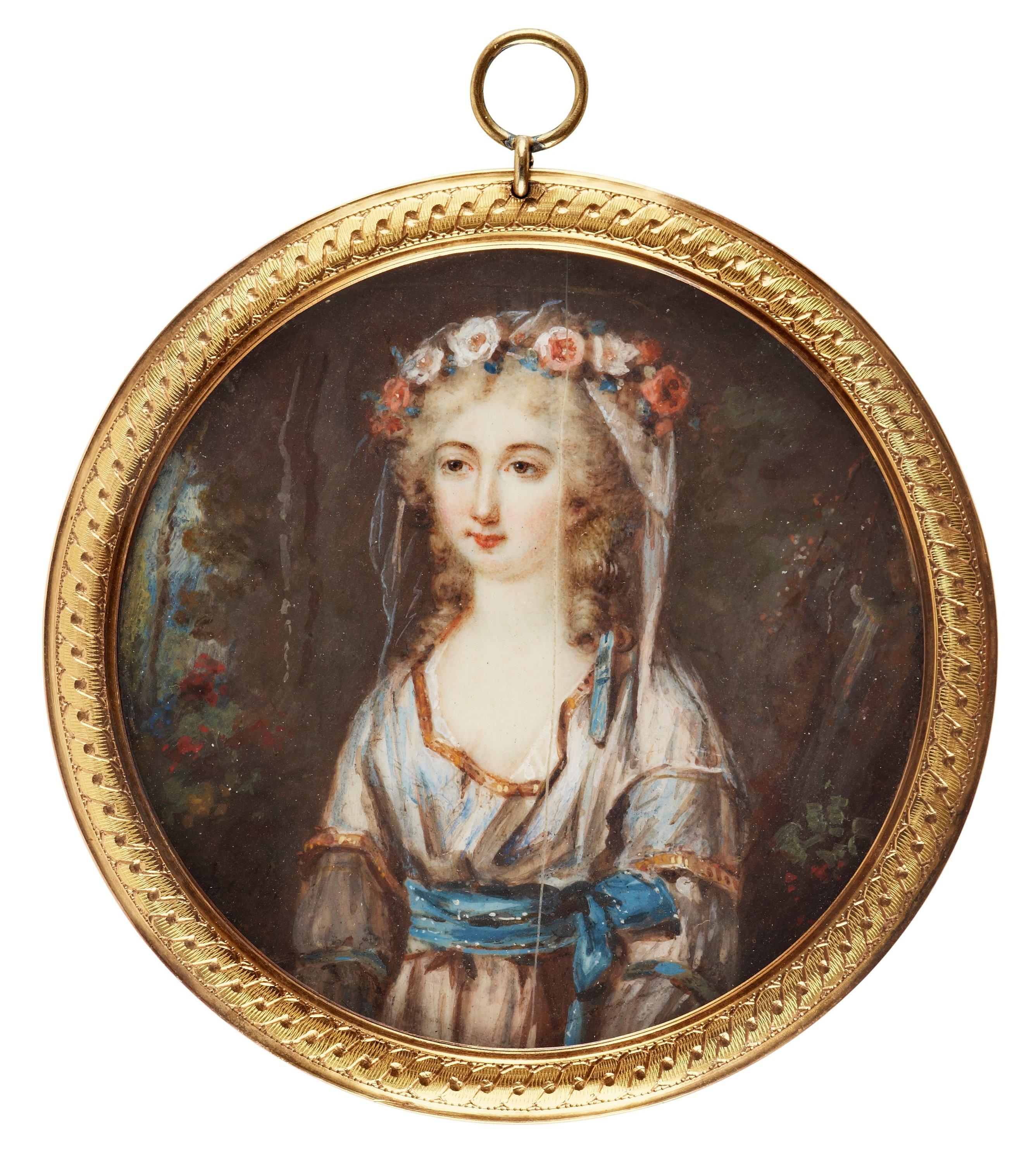 Peter Adolf Hall - Woman with garland of flowers