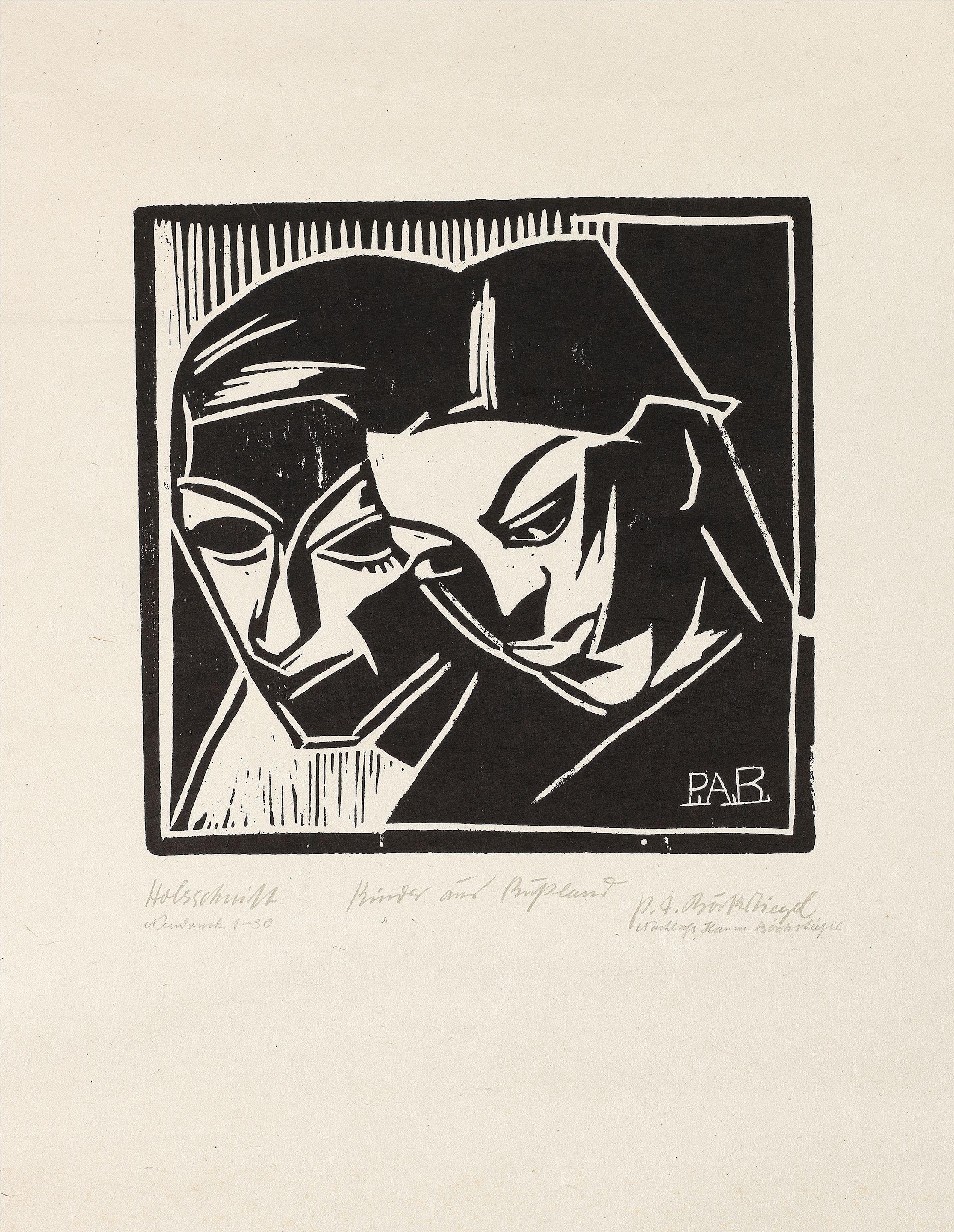 Peter August Böckstiegel - Kinder aus Rußland (2 Mädchenköpfe)