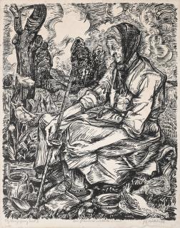 Peter August Böckstiegel - Mein Elternhaus mit Mutter sinnend