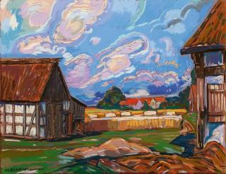 Peter August Böckstiegel - Westfälische Bauernhöfe (Blick auf den Hof Sundermann)