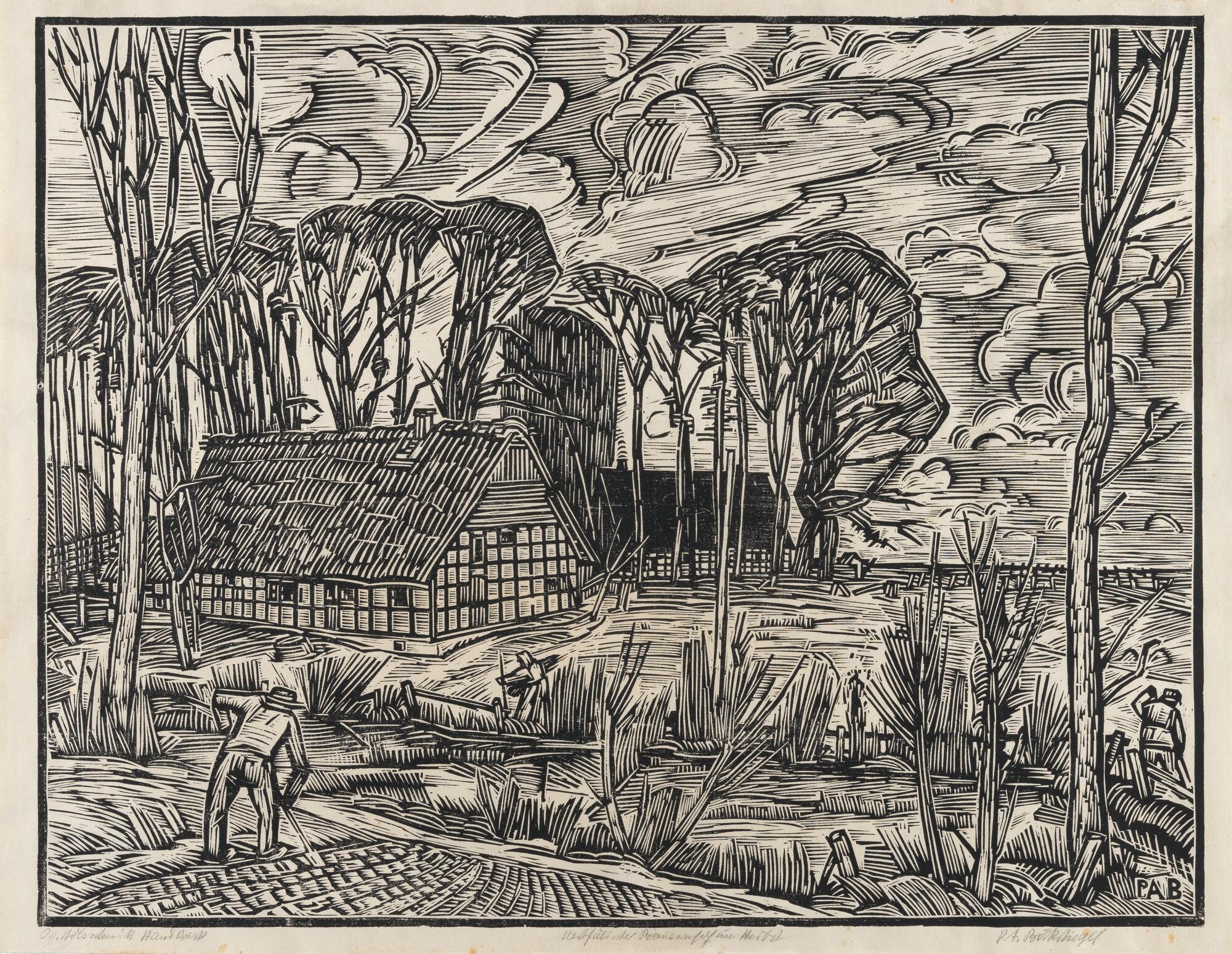 Peter August Böckstiegel - „Westfälischer Bauernhof im Herbst“ (Westfälischer Bauernhof VI)