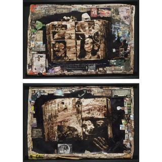 Peter Beard - Diary Page Diptych: October 14 (Ele Embryo, Mp 1) /March (Bacon And E. Taylor, Mp 2)