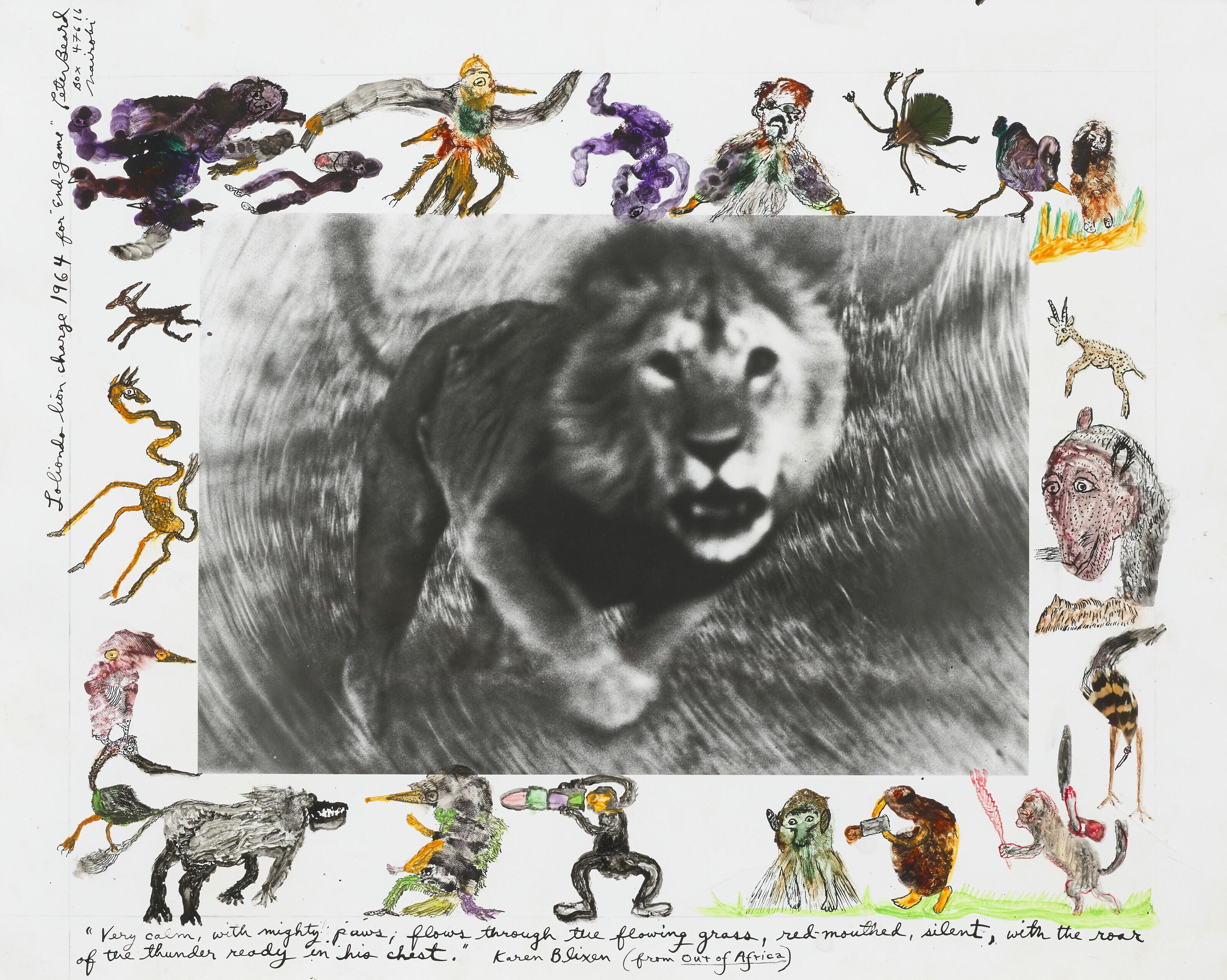 Peter Beard - Loliondo Lion Charge (for \'The End of the Game\'), 1964