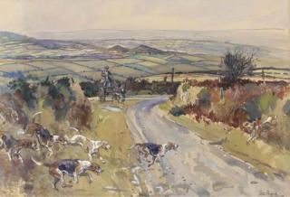 Peter Biegel - Foxhounds Crossing A Road