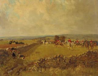 Peter Biegel - The North Cotswold Hunt On Fish Hill With Chipping Campden Beyond