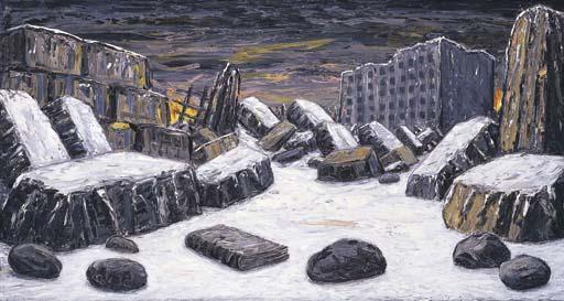 Peter Booth - Painting (Winter Landscape With Burning City)