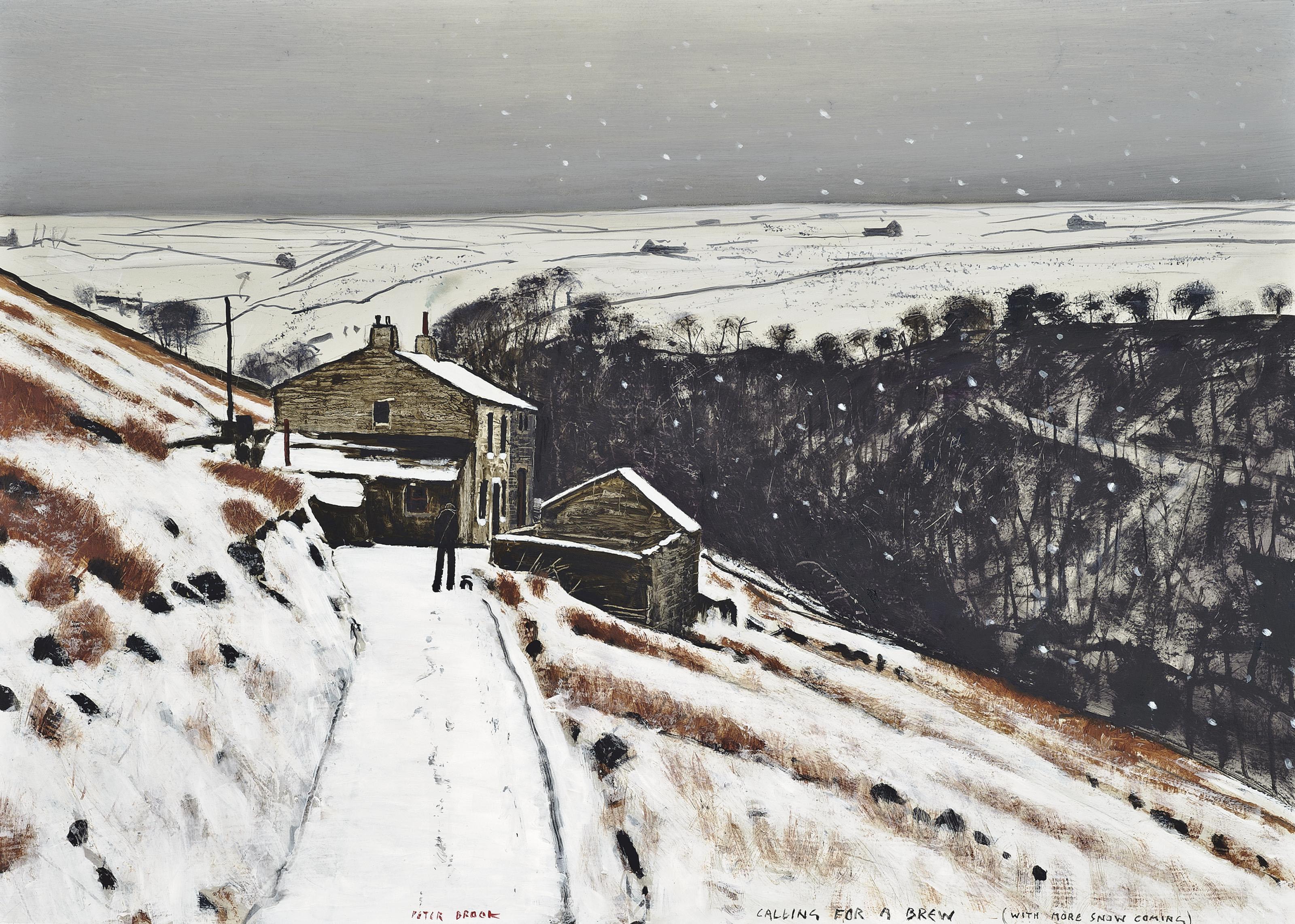 Peter Brook, R.B.A. - Calling For A Brew (With More Snow Coming)