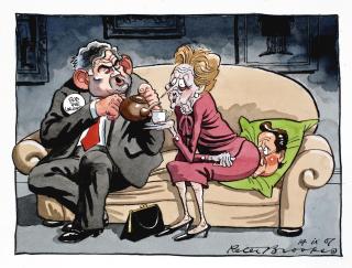 Peter Brookes - Gordon Brown Inviting Lady Thatcher To Tea