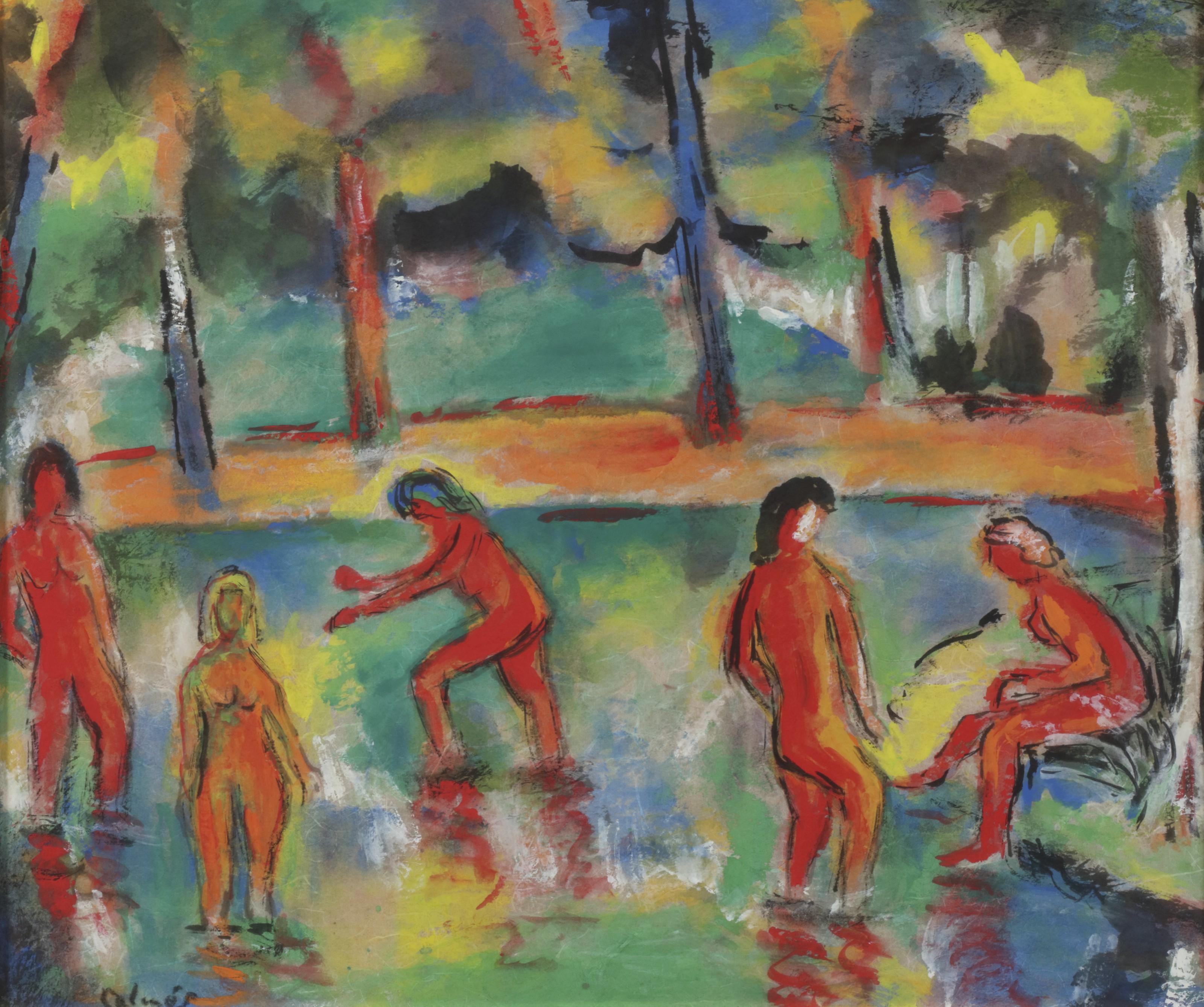 Peter Calmés - Badende am See (Bathers at the lake)