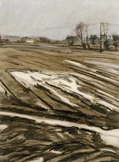 Peter Coker, R.A. - Frozen Fields in Winter, Higham, Essex