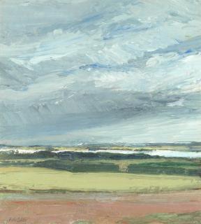 Peter Coker R.A. - Overlooking The River Stour, Grey Afternoon