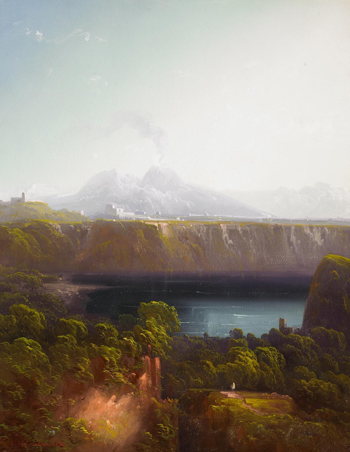 Peter Conrad Schreiber - Seenlandschaft mit Blick auf den Vesuv