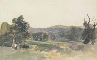 Peter De Wint, O.W.S. - A Landscape With A Herdswoman And Cattle