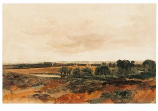 Peter De Wint, O.W.S. - A landscape with harvesters, Windsor Castle in the distance