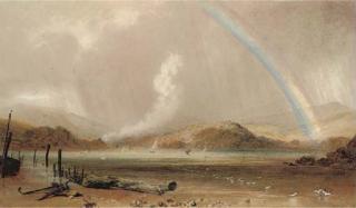 Peter de Wint, O.W.S. - A Rainbow Over A Welsh Estuary, A Squall Approaching