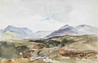 Peter De Wint, O.W.S. - A stream in the Welsh Mountains near Snowdon range