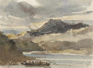 Peter De Wint, O.W.S. - A study for \'The Ferry\': Snowdon from Llyn Padarn, North Wales