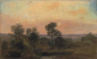 Peter de Wint, O.W.S. - A wooded landscape at dusk