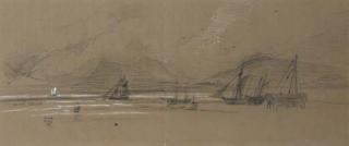 Peter De Wint, O.W.S. - Fishing vessels in a coastal landscape