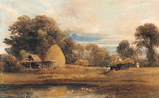 Peter De Wint, O.W.S. - Harvesting, probably on the Lincolnshire Cliff