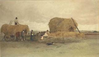 Peter de Wint, O.W.S. - Harvesting scene, stacking hay