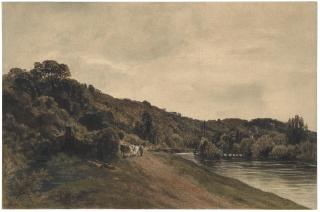 Peter De Wint, O.W.S. - Horses and figures on a riverside path