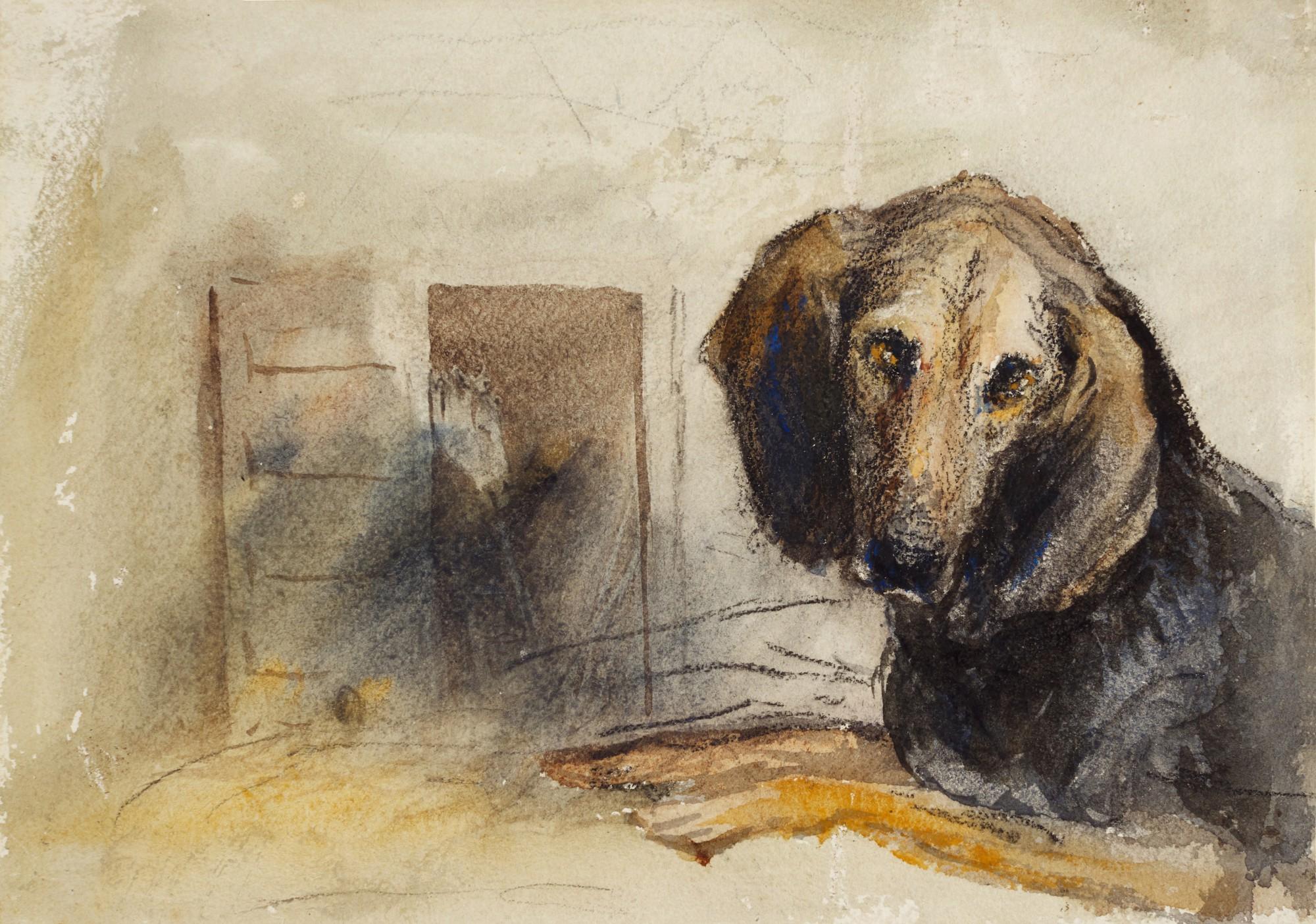 Peter De Wint, O.W.S. - Recto: Study of a dachshund, the artist\'s pet  Verso: a study of the dog