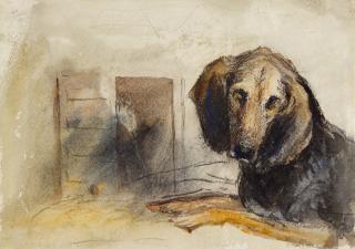 Peter De Wint, O.W.S. - Recto: Study of a dachshund, the artist\'s pet  Verso: a study of the dog