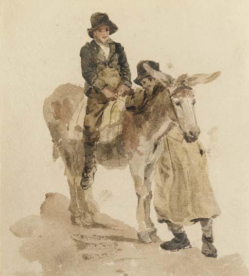 Peter De Wint, O.W.S. - Two boys with a donkey