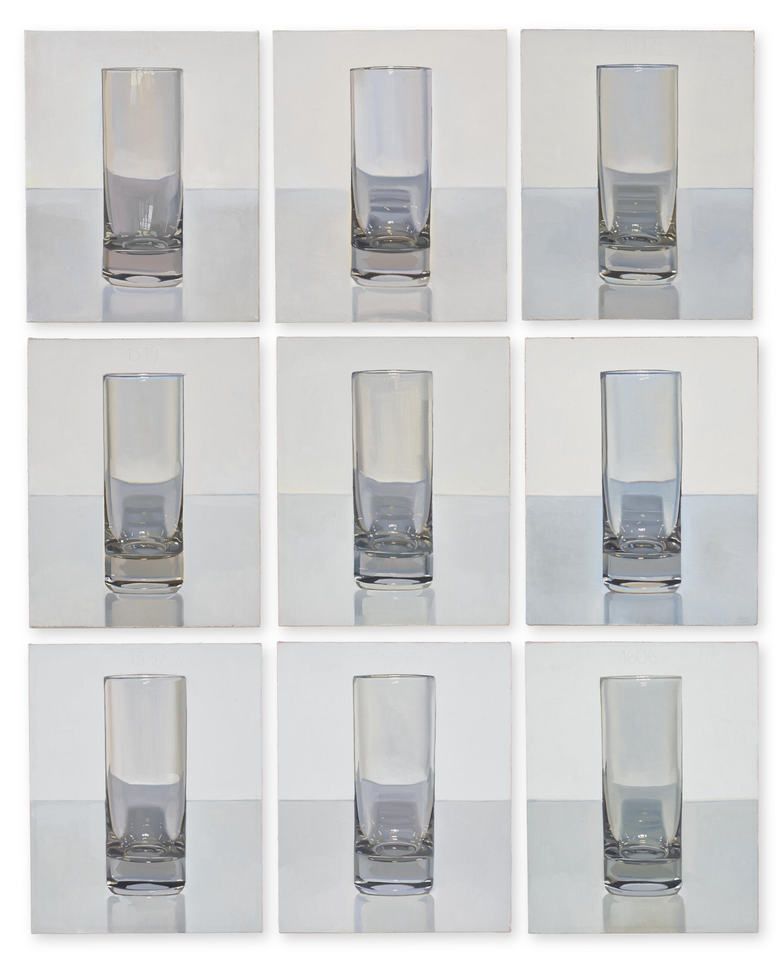 Peter Dreher - Tag um Tag guter Tag (Day by Day Good Day), Nr. 1135 (Day); Nr. 1461 (Night); Nr. 1517 (Night); Nr. 1519 (Night); Nr. 1529 (Night); Nr. 1533 (Night); Nr. 1597 (Night); Nr. 1599 (Night); Nr. 1606 (Night) [Nine Works]