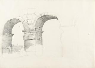 Peter Ferdinand Deurer - Blick durch die Arkaden des Colosseums auf S. Catarina da Siena