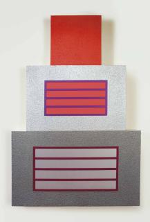 Peter Halley - Red Cell Over Two Horizontal Prisons