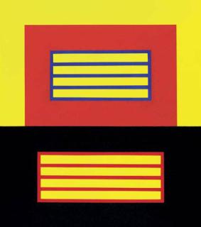 Peter Halley - Red Prison Above Black Prison