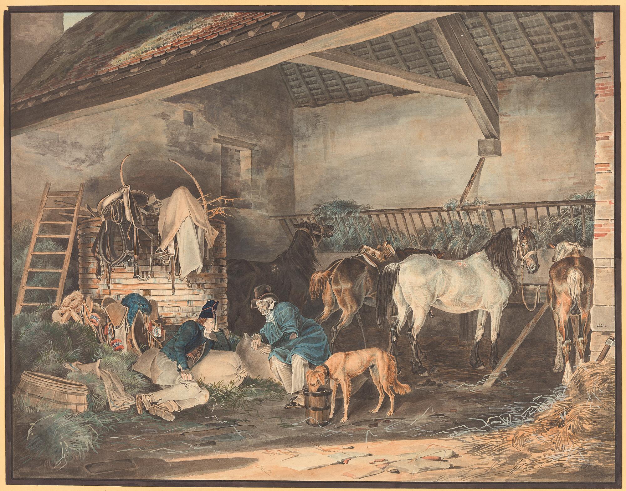 Peter Heinrich Lambert von Hess - Im Pferdestall
