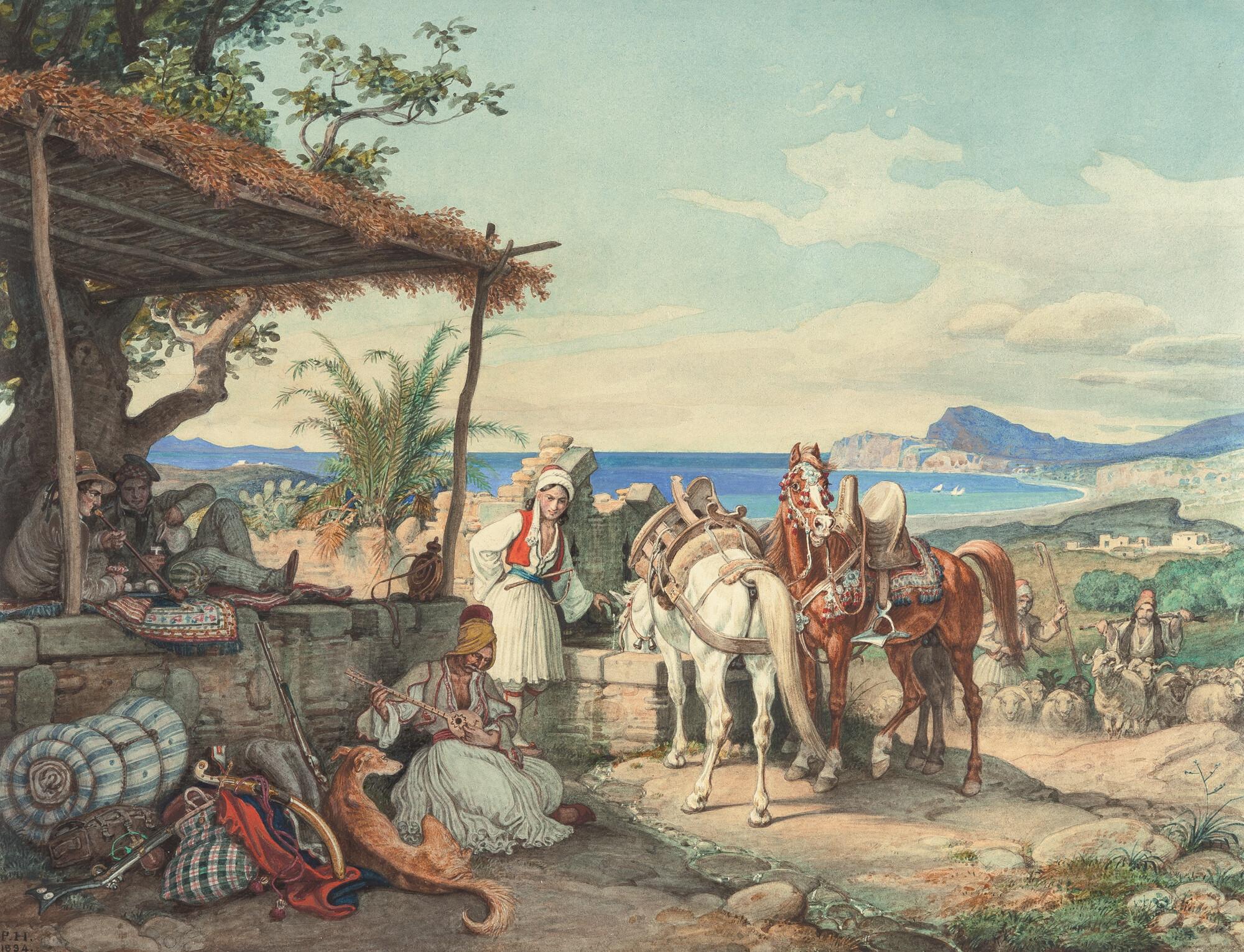 Peter Heinrich Lambert von Hess - Rastende Reisende in Griechenland