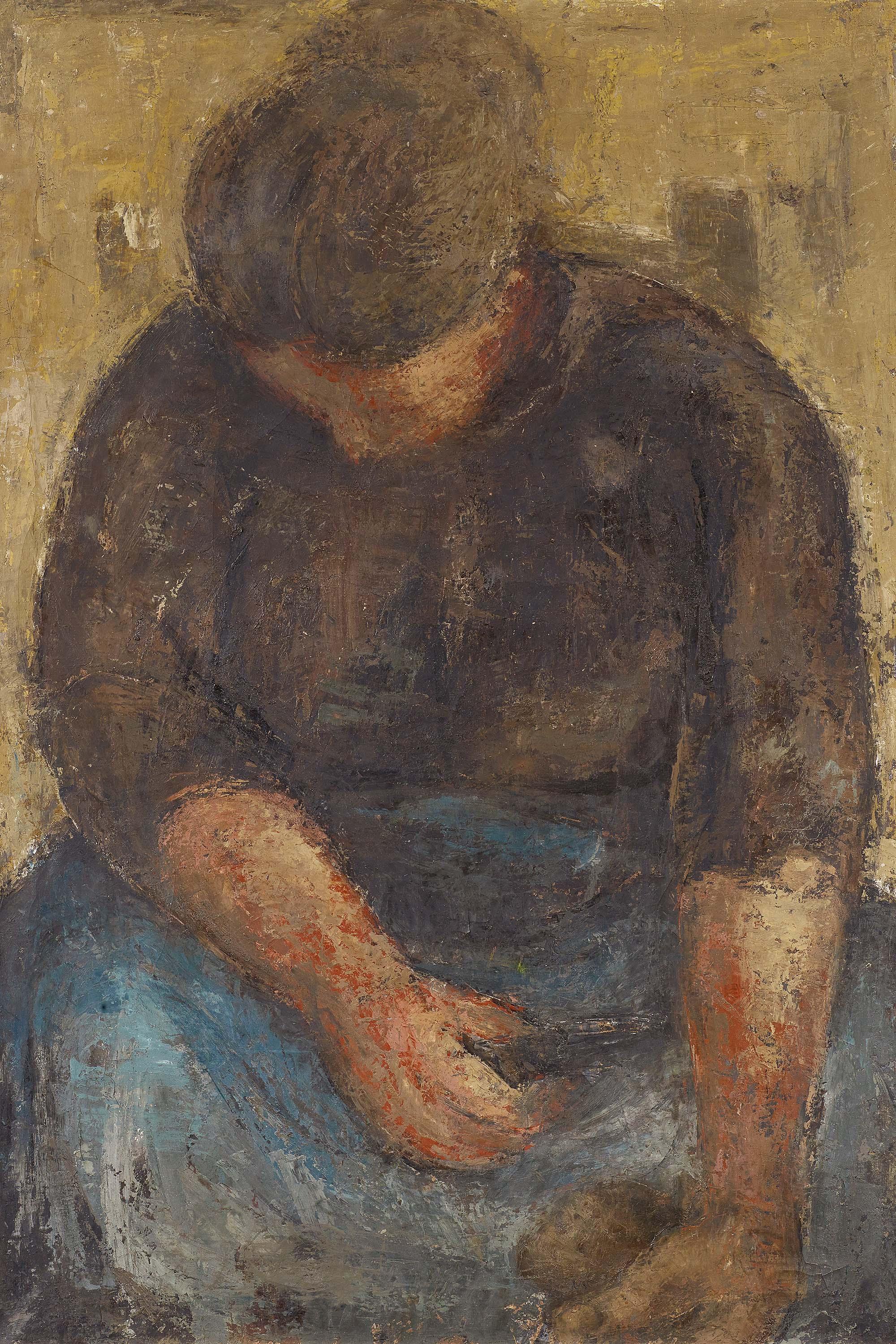 Peter Herkenrath - Kartoffel schälende Frau.