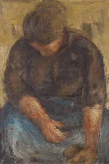 Peter Herkenrath - Kartoffel schälende Frau.