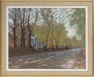 Peter Howell - Riders on a tree-lined road