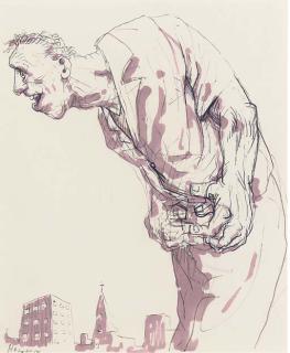 Peter Howson - Man In A Cityscape