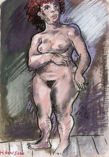 Peter Howson - Standing female nude; and Female nude in a street