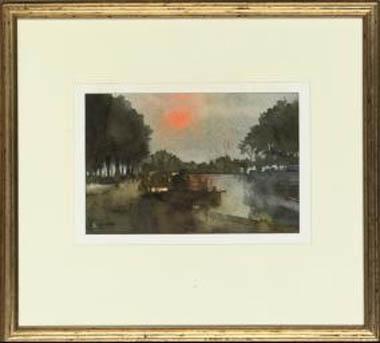 Peter Kelly, R.B.A., - Barges on the Thames; and Early morning on the Grand Canal, Venice