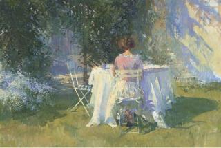 Peter Kuhfeld - A Lady Sitting In A Summer\'S Garden