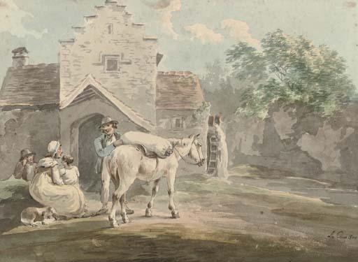 Peter La Cave - Travellers before Bury Mill, Devonshire